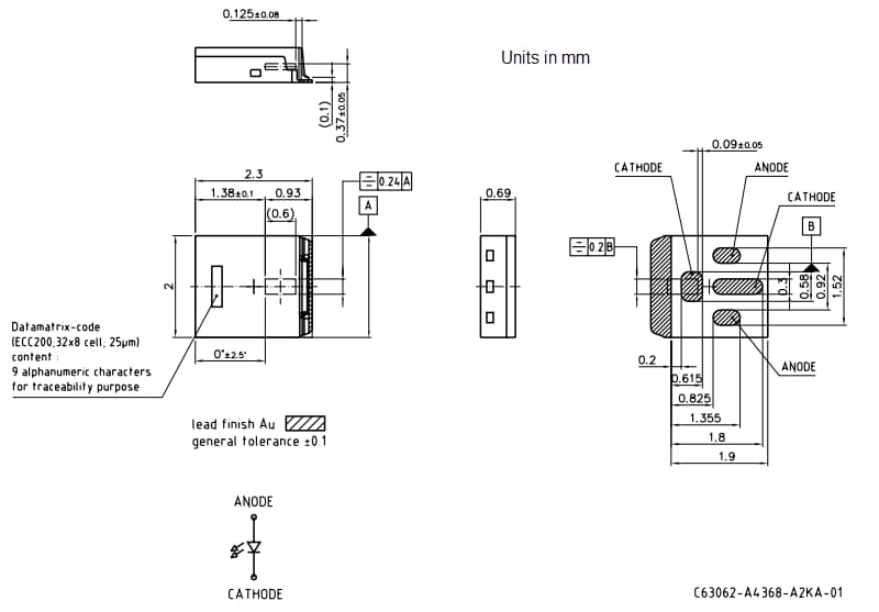 机械图纸 - ams OSRAM SPL S1L90H单通道SMT激光器